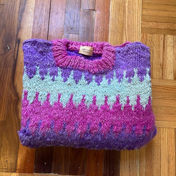 Handmade in Chile slouchy oversized chunky hippie sweater wool jumper - Picture 3 of 16